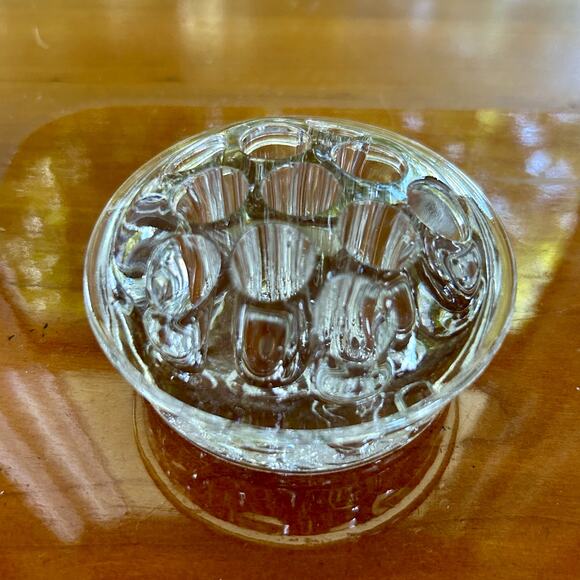 Vintage Clear Glass Flower Frog – 3” Round Floral Arranger - Picture 4 of 8
